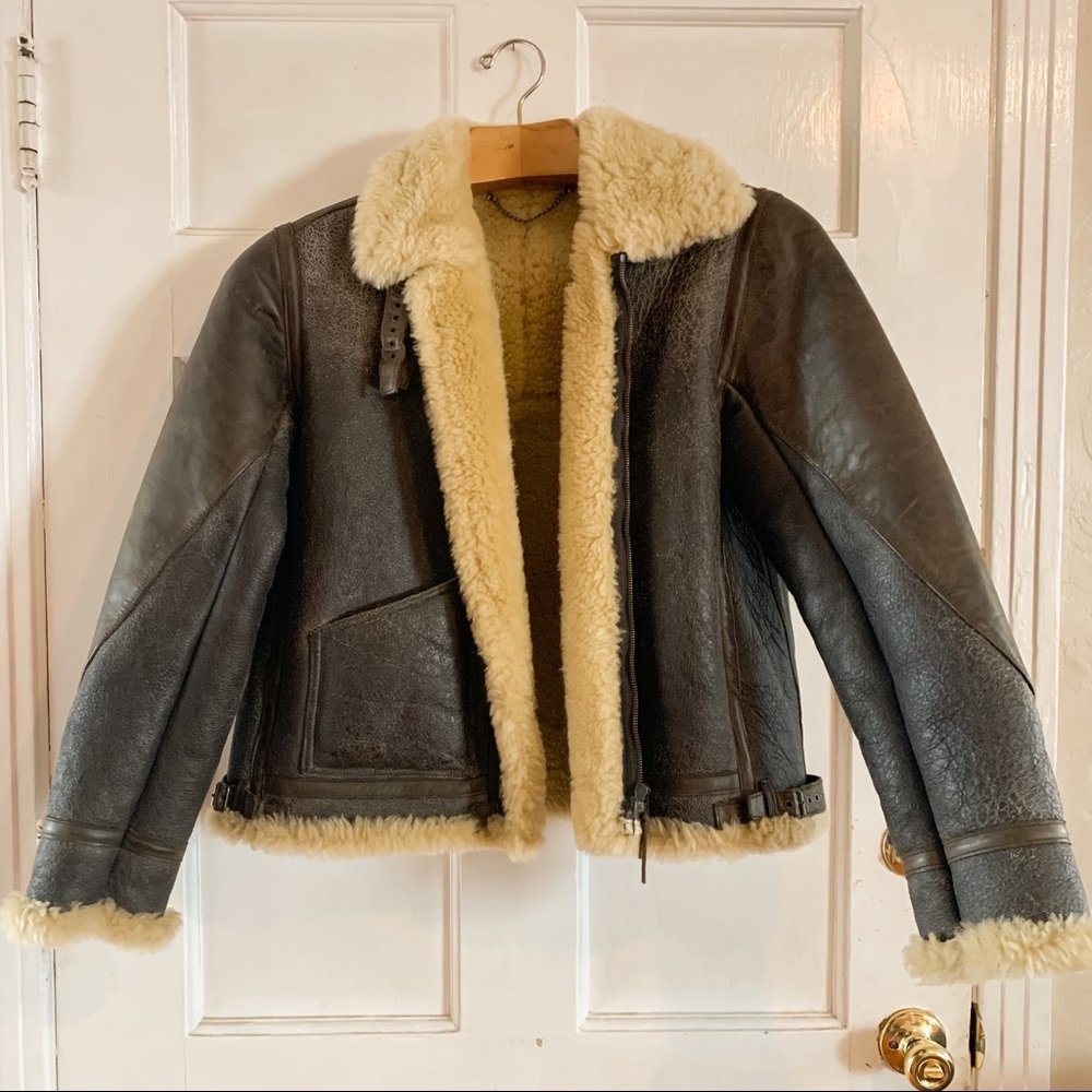 Vintage Ralph Lauren Sherpa lined leather Jacket